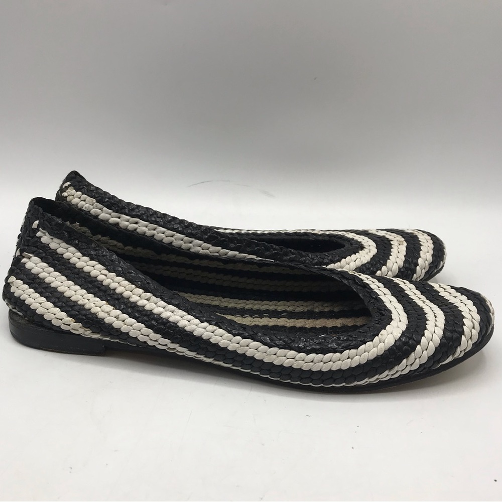 Kate Spade Black & White Braided Flats Size 9.5